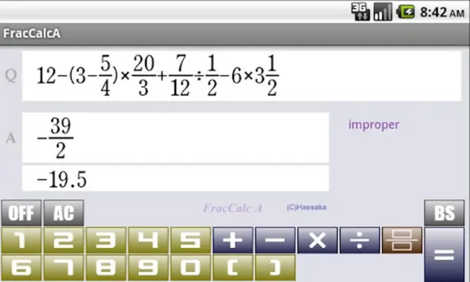 FracCalcA android App screenshot 0