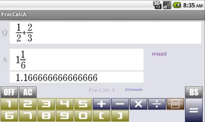 FracCalcA android App screenshot 1